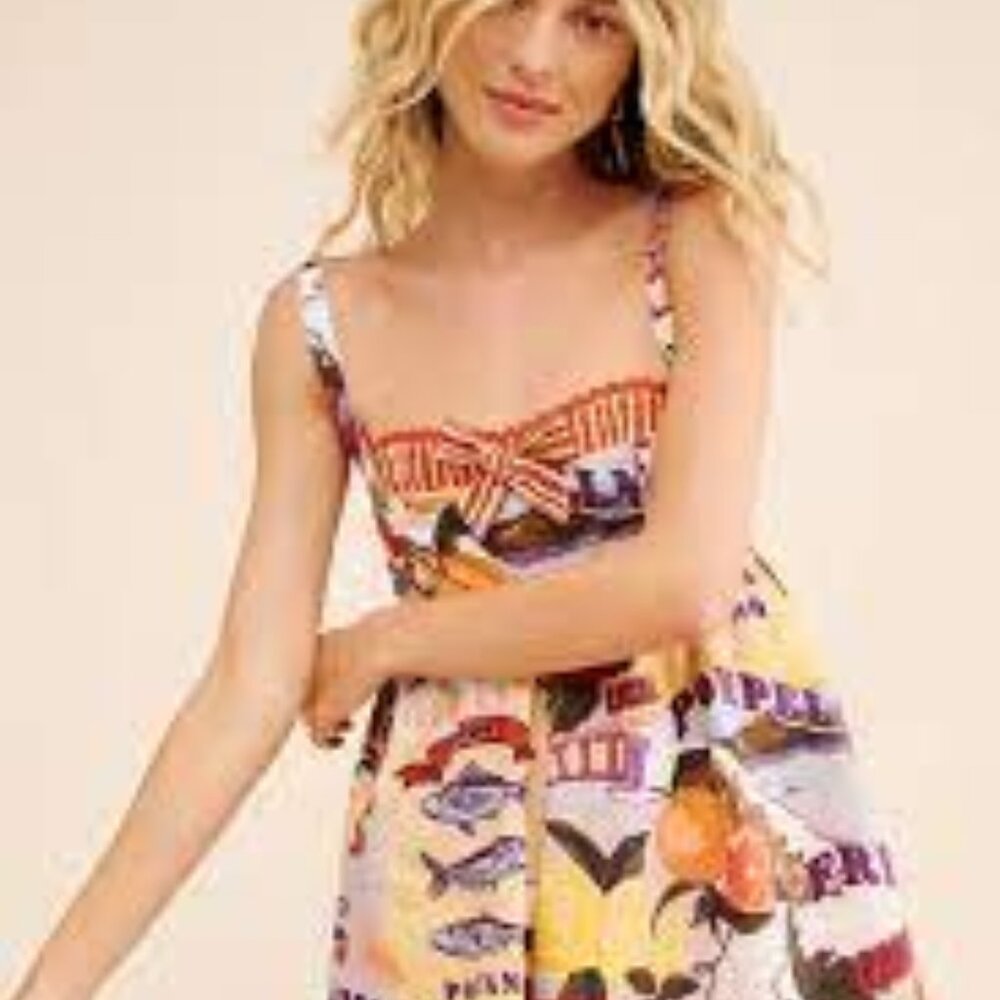 Christian Lacroix sardine Italy layered Anthropologie bustier cotton romper M - Picture 2 of 6